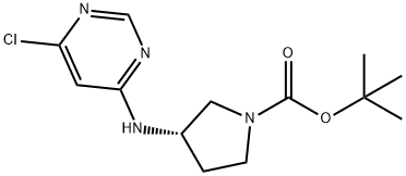 (S)-3-(6-Chloro-pyrimidin-4-ylamino)-pyrrolidine-1-carboxylic acid tert-butyl ester Struktur