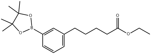 Ethyl 5-(3-(4,4,5,5-tetramethyl-1,3,2-dioxaborolan-2-yl)phenyl)pentanoate Struktur