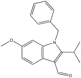 1-benzyl-2-isopropyl-6-Methoxy-1H-indole-3-carbaldehyde Struktur