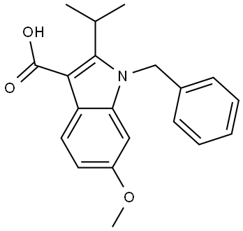 1-benzyl-2-isopropyl-6-Methoxy-1H-indole-3-carboxylic acid Struktur