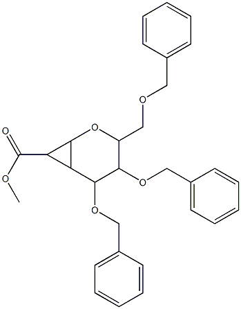 Methyl 4,5-bis(benzyloxy)-3-(benzyloxymethyl)-2-oxa-bicyclo[4.1.0]heptane-7-carboxylate Struktur