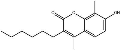 3-Hexyl-7-hydroxy-4,8-dimethyl-2H-chromen-2-one Struktur