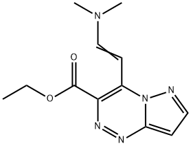 Ethyl 4-[(E)-2-(dimethylamino)vinyl]pyrazolo-[5,1-c][1,2,4]triazine-3-carboxylate Struktur