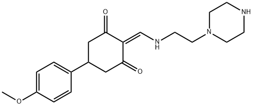 5-(4-methoxyphenyl)-2-[(2-piperazin-1-ylethylamino)methylidene]cyclohexane-1,3-dione Struktur