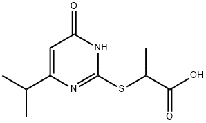 2-(4-Isopropyl-6-oxo-1,6-dihydro-pyrimidin-2-ylsulfanyl)-propionic acid Struktur