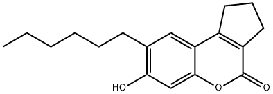 8-Hexyl-7-hydroxy-2,3-dihydrocyclopenta[c]chromen-4(1H)-one Struktur