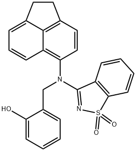 2-{[1,2-Dihydroacenaphthylen-5-yl(1,1-dioxido-1,2-benzisothiazol-3-yl)amino]methyl}phenol Struktur