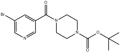 tert-butyl 4-[(5-bromo-3-pyridinyl)carbonyl]tetrahydro-1(2H)-pyrazinecarboxylate Struktur