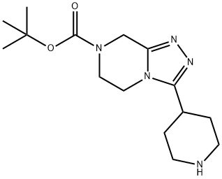 3-Piperidin-4-yl-5,6-dihydro-8H-[1,2,4]triazolo[4,3-a]pyrazine-7-carboxylic acid tert-butyl ester Struktur