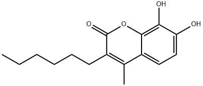 3-Hexyl-7,8-dihydroxy-4-methyl-2H-chromen-2-one Struktur