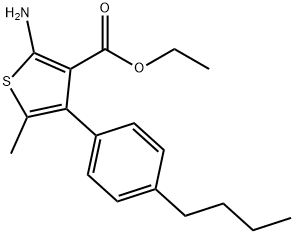 Ethyl 2-amino-4-(4-butylphenyl)-5-methylthiophene-3-carboxylate Struktur