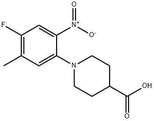 1-(4-Fluoro-5-methyl-2-nitrophenyl)piperidine-4-carboxylic acid Struktur
