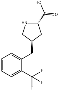 (2S,4R)-4-(2-(trifluoroMethyl)benzyl)pyrrolidine-2-carboxylic acid Struktur