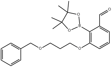 3-(3-benzyloxy-propoxy)-2-(4,4,5,5-tetraMethyl-[1,3,2]dioxaborolan-2-yl)-benzaldehyde Struktur