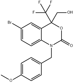 6-broMo-4-(hydroxyMethyl)-1-(4-Methoxybenzyl)-4-(trifluoroMethyl)-1,4-dihydro-2H-3,1-benzoxazin-2-one Struktur