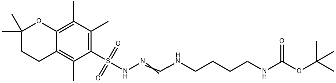 Tert-butyl (4-(3-((2,2,5,7,8-pentamethylchroman-6-yl)sulfonyl)guanidino)butyl)ca Struktur