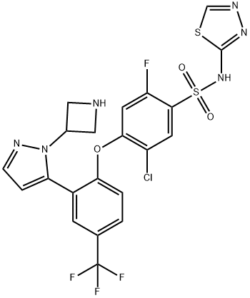 4-[2-[1-(3-Azetidinyl)-1H-pyrazol-5-yl]-4-(trifluoroMethyl)phenoxy]-5-chloro-2-fluoro-N-1,3,4-thiadiazol-2-yl benzenesulfonaMide Struktur