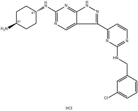trans-N1-[3-[2-[[(3-Chlorophenyl)Methyl]aMino]-4-pyriMidinyl]-1H-pyrazolo[3,4-d]pyriMidin-6-yl]-1,4-cyclohexanediaMine Hydrochloride Struktur