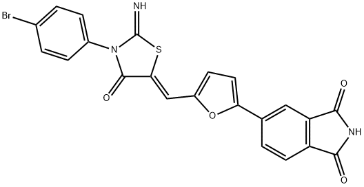 1H-Isoindole-1,3(2H)-dione, 5-[5-[[3-(4-broMophenyl)-2-iMino-4-oxo-5-thiazolidinylidene]Methyl]-2-furanyl]-|(Z)-5-(5-((3-(4-溴苯基)-2-亞氨基-4-氧代噻唑烷-5-亞基)甲基)呋喃-2-基)異吲哚啉-1,3-二酮
