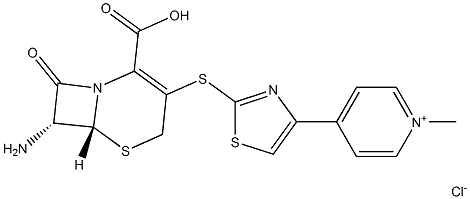 4-[2-[[(6R,7R)-7-Amino-2-carboxy-8-oxo-5-thia-1-azabicyclo[4.2.0]oct-2-en-3-yl]thio]-4-thiazolyl]-1-methyl-pyridinium chloride Struktur