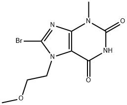 8-BroMo-3,7-dihydro-7-(2-Methoxyethyl)-3-Methyl-1H-purine-2,6-dione Struktur