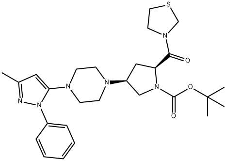 (2S,4S)-4-[4-(3-Methyl-1-phenyl-1H-pyrazol-5-yl)-1-piperazinyl]-2-(3-thiazolidinylcarbonyl)-1-pyrrolidinecarboxylic acid tert-butyl ester|(2S,4S)-4-[4-(3-甲基-1-苯基-1H-吡唑-5-基)-1-哌嗪基]-2-(3-噻唑烷基羰基)-1-吡咯烷羧酸叔丁酯