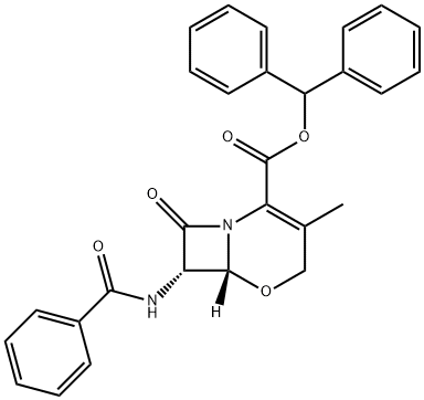 (6R-trans)-7-(BenzoylaMino)-3-Methyl-8-oxo-5-oxa-1-azabicyclo[4.2.0]oct-2-ene-2-carboxylic Acid DiphenylMethyl Ester Struktur