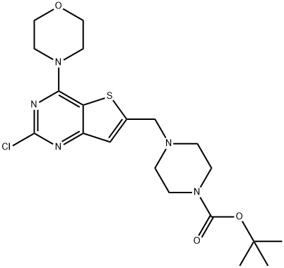tert-butyl 4-((2-chloro-4-Morpholinothieno[3,2-d]pyriMidin-6-yl)Methyl)piperazine-1-carboxylate Struktur