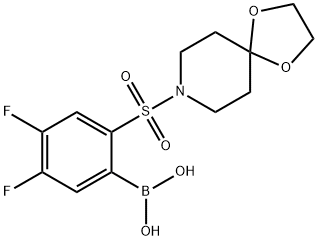 (2-(1,4-dioxa-8-azaspiro[4.5]decan-8-ylsulfonyl)-4,5-difluorophenyl)boronic acid Struktur