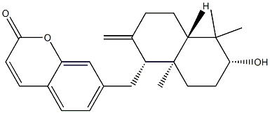 2H-1-Benzopyran-2-one,7-[[(1R,4aS,6R,8aS)-decahydro-6-hydroxy-5,5,8a-trimethyl-2-methylene-1-naphthalenyl]methyl]- Struktur