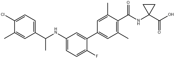 1-(5'-((1-(4-chloro-3-methylphenyl)ethyl)amino)-2'-fluoro-3,5-dimethyl-[1,1'-biphenyl]-4-carboxamido)cyclopropane-1-carboxylic acid 結(jié)構(gòu)式