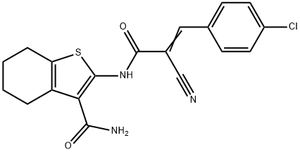 (Z)-2-(3-(4-chlorophenyl)-2-cyanoacrylamido)-4,5,6,7-tetrahydrobenzo[b]thiophene-3-carboxamide Struktur