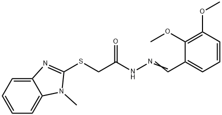 N-[(E)-(2,3-dimethoxyphenyl)methylideneamino]-2-(1-methylbenzimidazol-2-yl)sulfanylacetamide Struktur