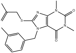 1,3-dimethyl-8-((2-methylallyl)thio)-7-(3-methylbenzyl)-3,7-dihydro-1H-purine-2,6-dione Struktur