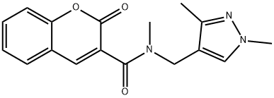N-[(1,3-dimethyl-1H-pyrazol-4-yl)methyl]-N-methyl-2-oxo-2H-chromene-3-carboxamide Struktur