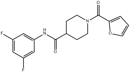N-(3,5-difluorophenyl)-1-(furan-2-ylcarbonyl)piperidine-4-carboxamide Struktur