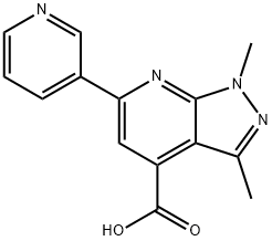 1,3-Dimethyl-6-(3-pyridyl)pyrazolo[3,4-b]pyridine-4-carboxylic acid Struktur