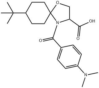 8-tert-butyl-4-[4-(dimethylamino)benzoyl]-1-oxa-4-azaspiro[4.5]decane-3-carboxylic acid Struktur