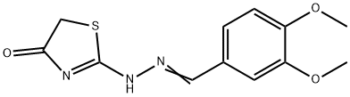 (Z)-2-(((E)-3,4-dimethoxybenzylidene)hydrazono)thiazolidin-4-one Struktur