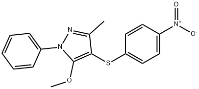 5-methoxy-3-methyl-4-((4-nitrophenyl)thio)-1-phenyl-1H-pyrazole Struktur