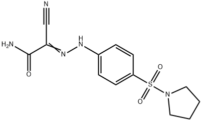 2-cyano-2-{[4-(1-pyrrolidinylsulfonyl)phenyl]hydrazono}acetamide Struktur