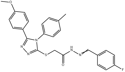 N-[(E)-(4-fluorophenyl)methylideneamino]-2-[[5-(4-methoxyphenyl)-4-(4-methylphenyl)-1,2,4-triazol-3-yl]sulfanyl]acetamide Struktur