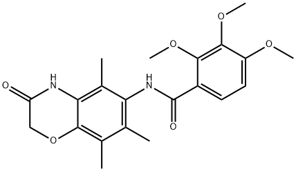2,3,4-trimethoxy-N-(5,7,8-trimethyl-3-oxo-3,4-dihydro-2H-1,4-benzoxazin-6-yl)benzamide Struktur