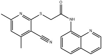 2-((3-cyano-4,6-dimethylpyridin-2-yl)thio)-N-(quinolin-8-yl)acetamide Struktur