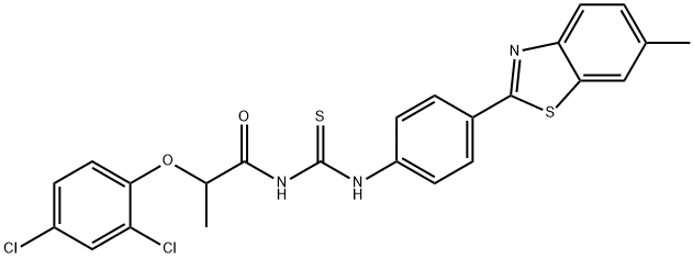 2-(2,4-dichlorophenoxy)-N-({[4-(6-methyl-1,3-benzothiazol-2-yl)phenyl]amino}carbonothioyl)propanamide Struktur