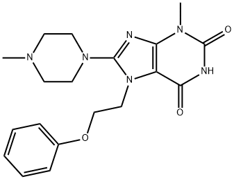 3-methyl-8-(4-methylpiperazin-1-yl)-7-(2-phenoxyethyl)-3,7-dihydro-1H-purine-2,6-dione Struktur
