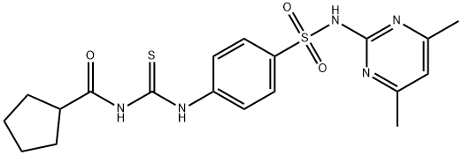 N-{[(4-{[(4,6-dimethyl-2-pyrimidinyl)amino]sulfonyl}phenyl)amino]carbonothioyl}cyclopentanecarboxamide Struktur