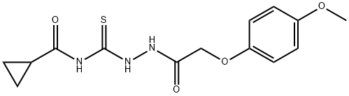 N-({2-[(4-methoxyphenoxy)acetyl]hydrazino}carbonothioyl)cyclopropanecarboxamide Struktur