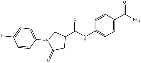N-(4-carbamoylphenyl)-1-(4-fluorophenyl)-5-oxopyrrolidine-3-carboxamide Struktur