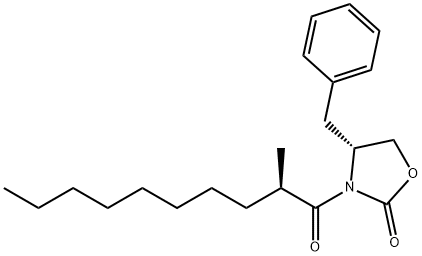 (4R)-3-((2'R)-2'-methyldecanoyl)-4-benzyl-2-oxazolidinone Struktur
